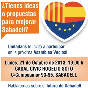 Ciutadans te invita a participar en la próxima Asamblea Vecinal