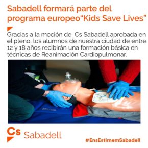 Ciutadans (Cs) Sabadell proposa que es formi a joves en la reanimació cardiopulmonar dins dels centres educatius